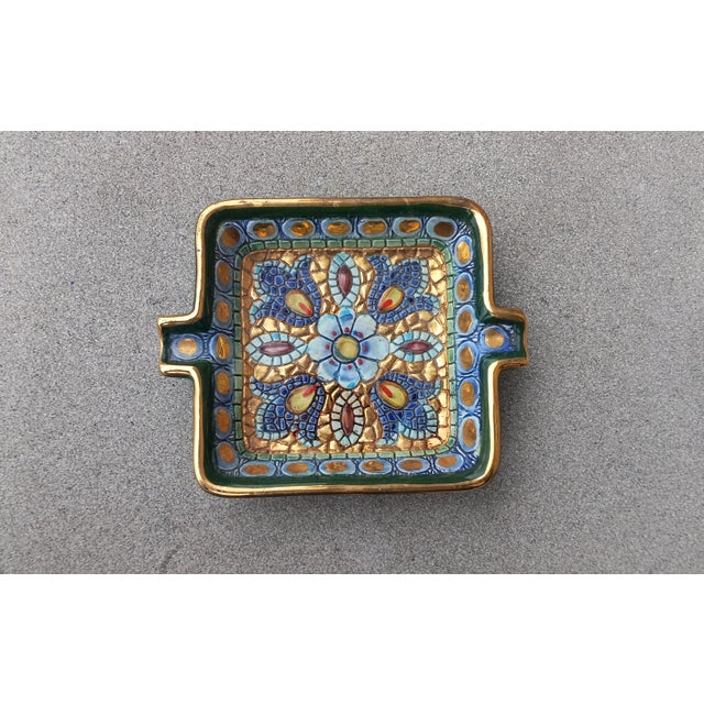 1950s Pure Gold Handpainted Ravenna, Italy Ashtray in Mosaic Form For Sale - Image 4 of 12