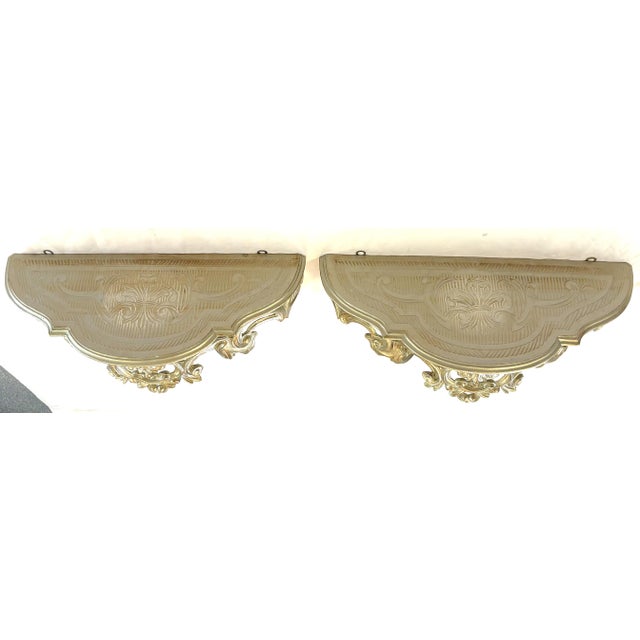 Vintage Hollywood Regency Style Wall Console Shelves- A Pair For Sale - Image 10 of 18