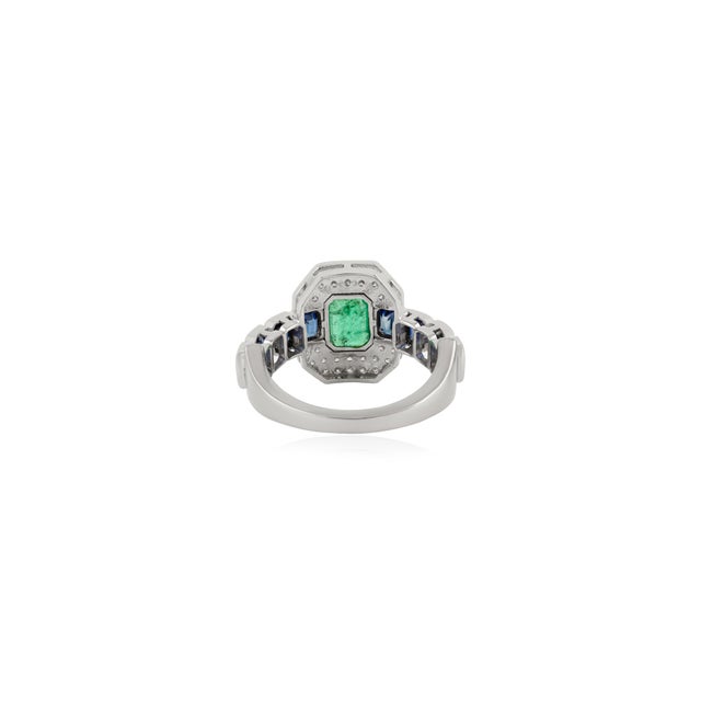 Metal 14k Gold Step Cut East West Accent Gem Art Deco Statement Ring Size 6.5 For Sale - Image 7 of 14