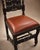 Pair of Antique Jacobean Revival Carved Oak Hall Chairs With Heraldic Crest Backs & Leather Seats For Sale In Los Angeles - Image 6 of 7