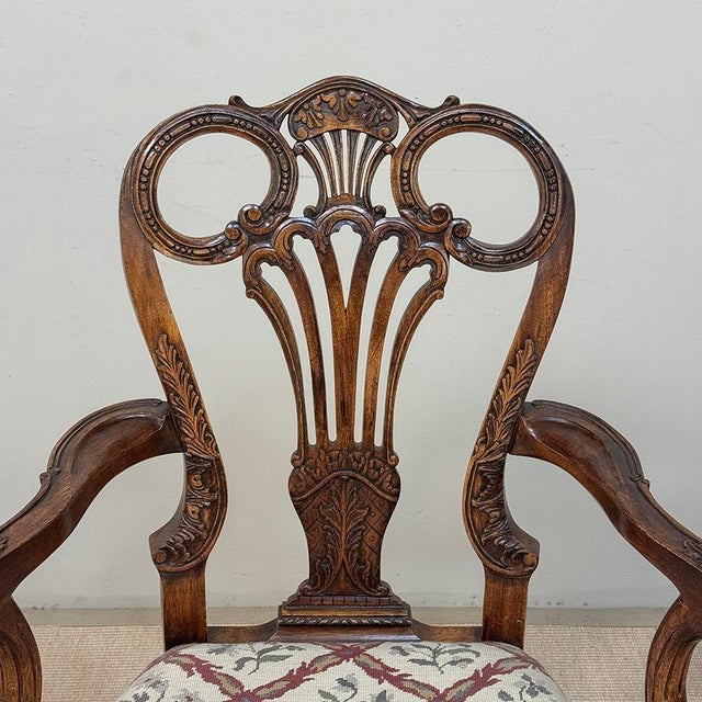 Burnt Umber 19th Century English Chippendale Style Carved Walnut Armchair For Sale - Image 8 of 18