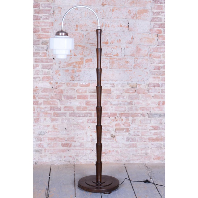 Cubism Floor Lamp in Beech and Chrome-Plated Steel, 1920s For Sale - Image 10 of 12