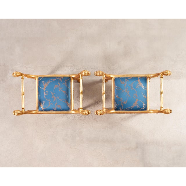 Mid 20th Century Pair of Italian Neoclassical Giltwood Camel Stool Benches For Sale - Image 5 of 18