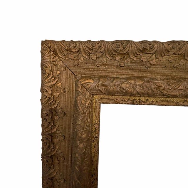 Paint Antique Handmade Wood and Gesso Frame With Ornate Trailing Flowers Design For Sale - Image 7 of 12
