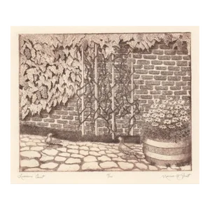 1970s Marna Pratt Lisieux Court Etching
