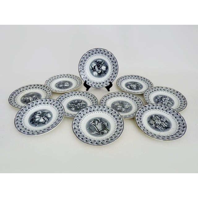Earthenware Dessert Plates with Fruit Decoration from HB Choisy Le Roi, 19th Century, Set of 10 For Sale - Image 11 of 11