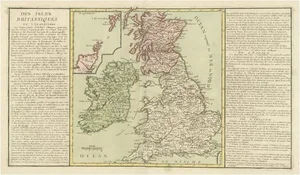 Original Antique Map of the British Isles Surrounded by Text, 1767