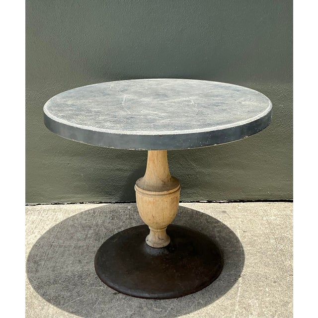 Wood Vintage Boho Patinated Cafe Table For Sale - Image 7 of 11