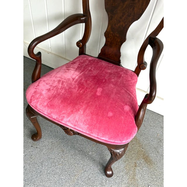 Antique Burlwood Side Chair W/ Pink Velvet Seat For Sale - Image 4 of 6