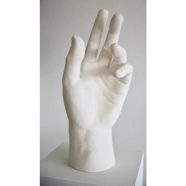 White Large Plaster Hand, 1980s For Sale - Image 8 of 8
