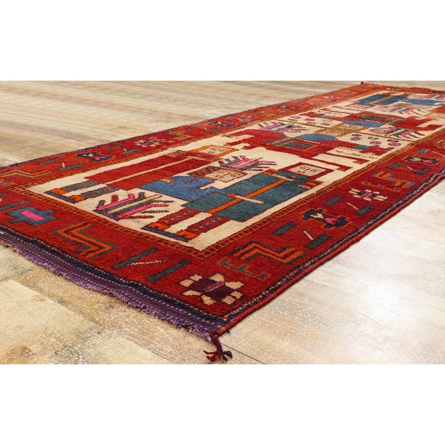 Textile Vintage Kurdish Pictorial Rug - 04'04 X 11'05 For Sale - Image 7 of 9