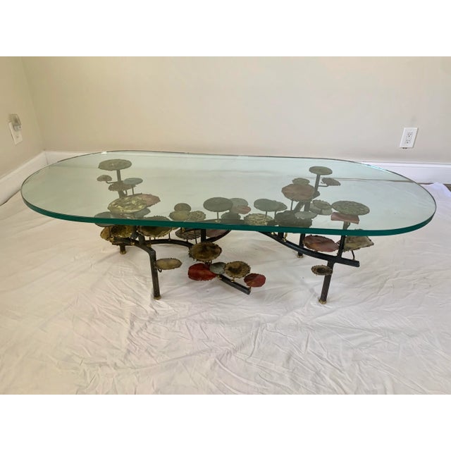 Metal Silas Seandel Lily Pad Coffee Table - Circa 1972 Signed and Dated For Sale - Image 7 of 13