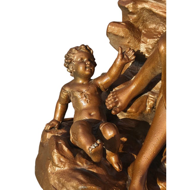 19th Century Henri Huppe 'Premier Appel' French Regule Figural Sculpture, C. 1890 For Sale - Image 9 of 10