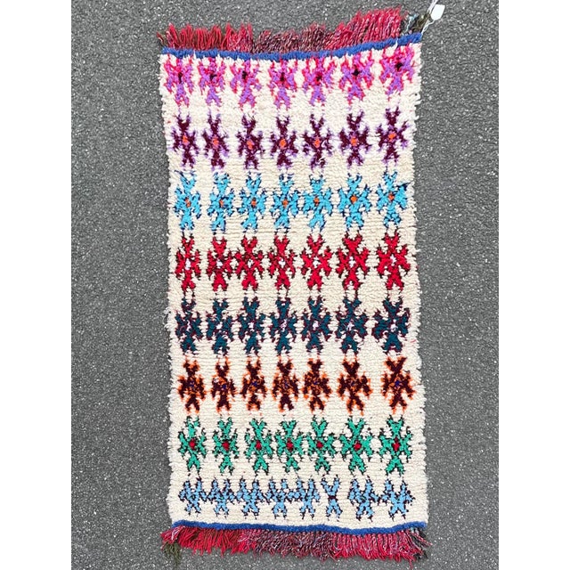 Textile Berber Moroccan Azilal Wool Rug With Colors For Sale - Image 7 of 7