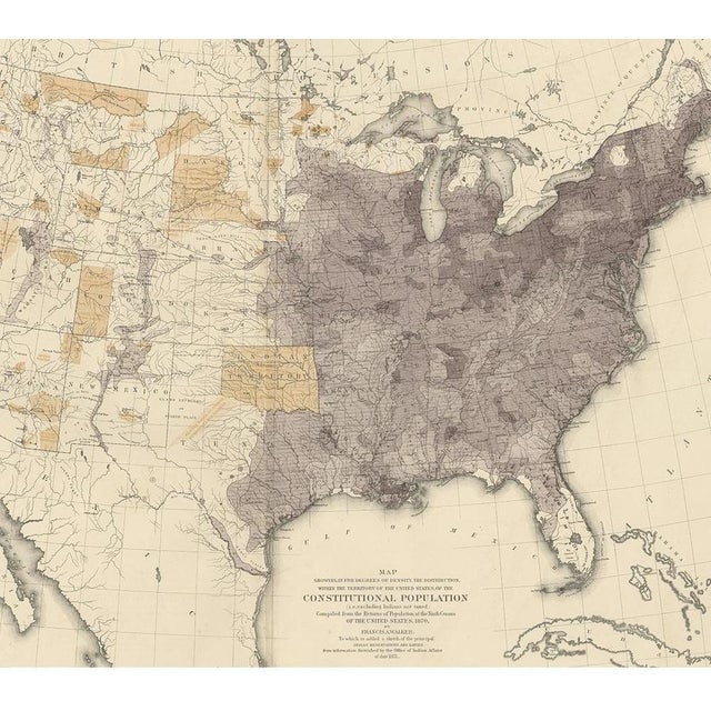 Antique Chart of the US Population, 1870 For Sale - Image 4 of 6