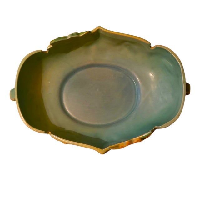 1940s Vintage Roseville Pottery Floral Console Bowl For Sale - Image 5 of 5
