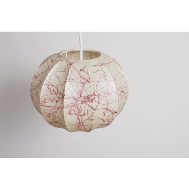 Mid-Century Modern Mid-Century Modern Italian Coccoon Small Lampshade with Pink Veined Resin, 1970s For Sale - Image 3 of 14