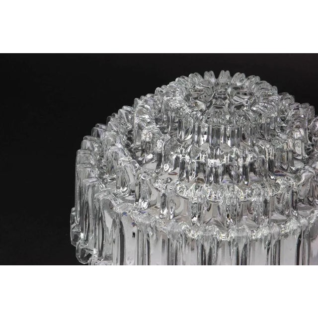 1970s German Round Textured Glass Flushmount by Limburg, 1970s For Sale - Image 5 of 7