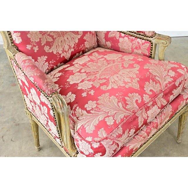 French 19th Century Painted and Upholstered Bergere For Sale - Image 13 of 14