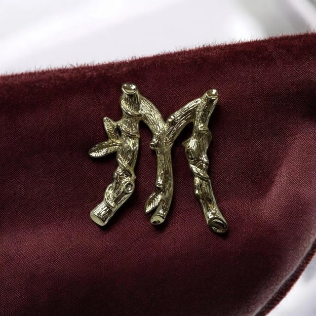 1960s 1964 Costume Brooch Letter M Organic Textured by Sarah Coventry For Sale - Image 5 of 12