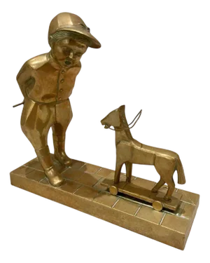 Child Playing with His Wooden Horse in Bronze by Paul Marec