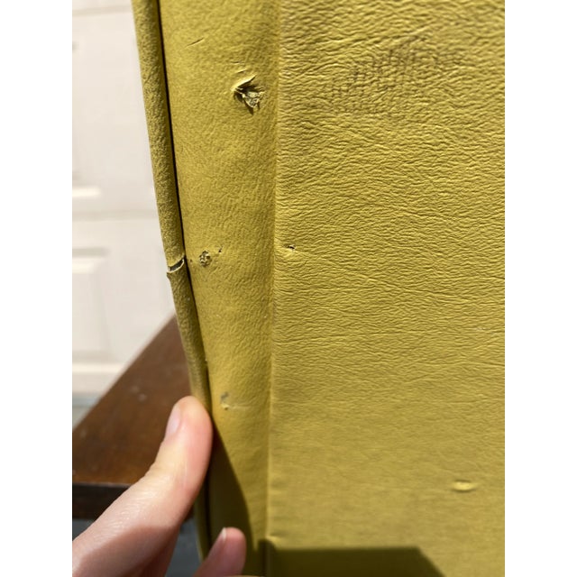 1950s Mid-Century Modern Yellow Vinyl Accent Chair For Sale - Image 9 of 10