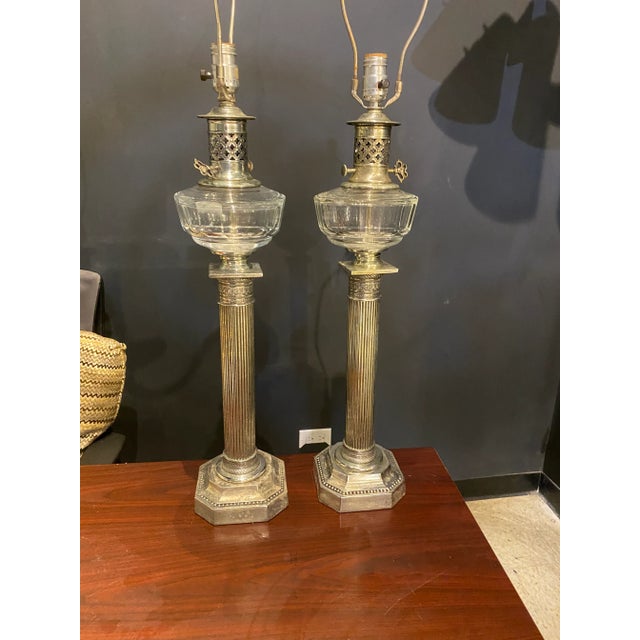 1920s 1920s Silver Plated Empire Table Lamp - Pair For Sale - Image 5 of 9