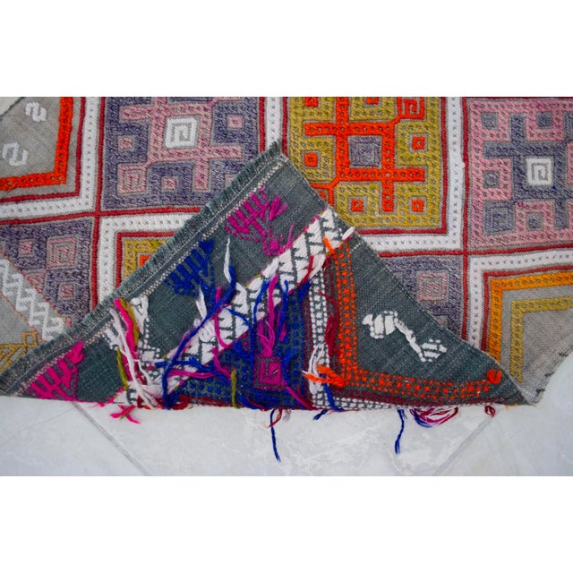 Hand-Made Braided Turkish Small Rug Cicim Kilim Wool Doormat Accent Rug For Sale - Image 10 of 13