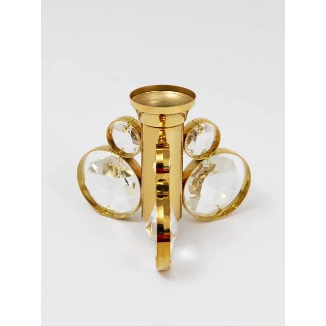 Brass and Crystals Candleholder in the style of Gaetano Sciolari from Palwa, 1970s For Sale - Image 3 of 10