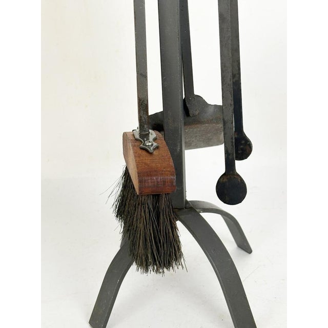 Brass and Iron Fire Tools on Stand, France, 1950, Set of 3 For Sale - Image 10 of 11