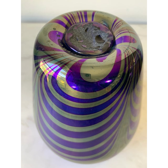 Vintage 1985 Pulled Feather Vase by Chuck Walters of Jamala Glass Studio For Sale - Image 11 of 13