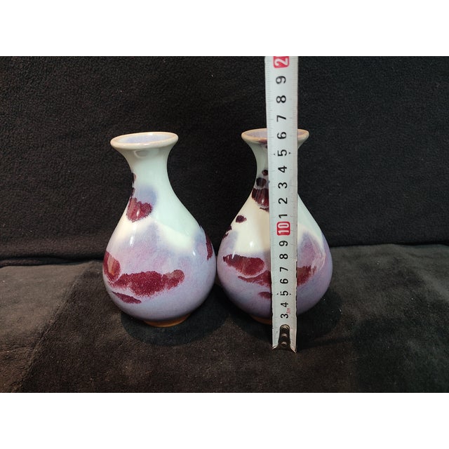 1920s A Pari of Chinese Ceramic Vase,Jun Ware Transmutation Glaze Porcelain Yuhuchun Vase For Sale - Image 10 of 11