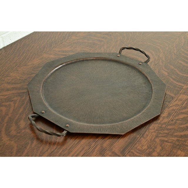 Art Deco Roycroft Style Arts & Crafts Copper Large Handled Tray, Circa 1920s For Sale - Image 3 of 11