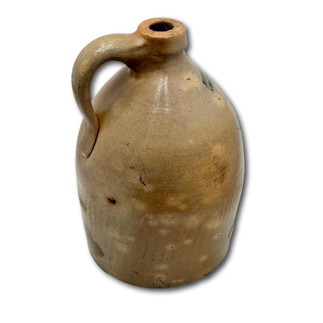 Hard 2 Find Small 1 Gallon Size Antique American Blue Bird Decorated Stoneware Jug by Haxton Ottman New York For Sale - Image 14 of 18