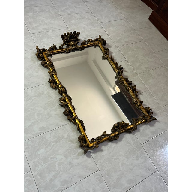 French Carved Gilt Wood Wall Mirror, 1930s For Sale - Image 9 of 12