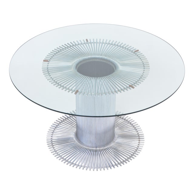 Italian Dining Table in Chromed Metal and Glass by Gastone Rinaldi, 1970s For Sale