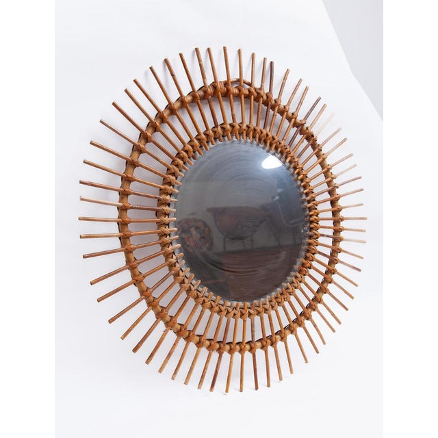 Round Sun Burst Wall Mirror in Bamboo, France, 1950s For Sale - Image 3 of 9
