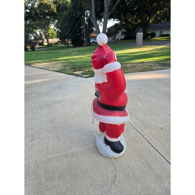 Vintage 40" Waving Santa Claus Lighted Christmas Blow Mold Yard Decor For Sale - Image 4 of 8