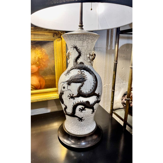 Pair Chinese Porcelain Dragon Vases Fitted as Lamps For Sale - Image 14 of 14