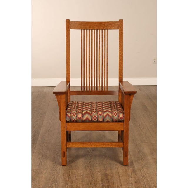 Stickley Mission Collection Set Of Six Oak High Back Spindle Dining Chairs For Sale - Image 18 of 18
