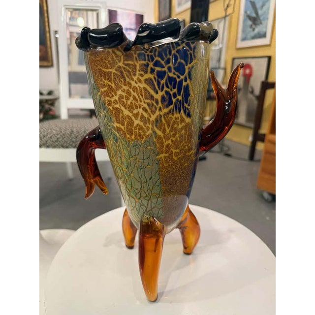 1970s Abstract Face Sculpture in Murano-Style Art Glass For Sale - Image 5 of 10