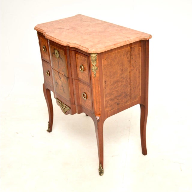 Antique French Marble Top Inlaid Commode, 1890 For Sale - Image 4 of 13