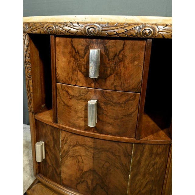 Vintage Art Deco Walnut Burl Bedside Table, 1930 For Sale - Image 13 of 18