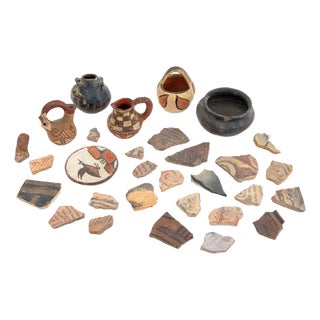 Native American Pottery Sherds & Vessels, 28 For Sale