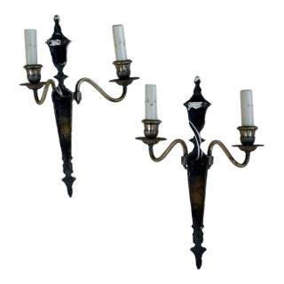 1920s Neoclassical Silverplate Electric Sconces - Rewired - Set of 2 For Sale