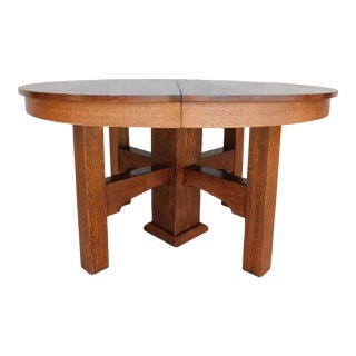 Antique Mission Oak Arts & Crafts Style Dining Table For Sale