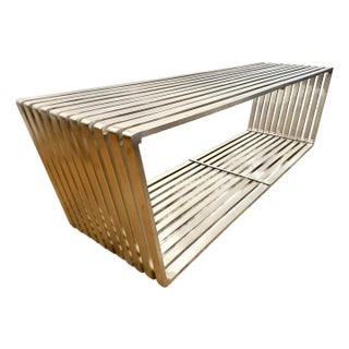 Late 20th Century Vintage All Stainless Steel Mid Century Modern Streamline Minimalist Bench For Sale