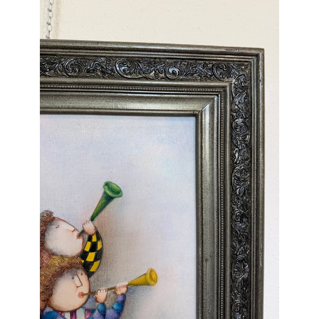 Textile Joyce Roybal Painting on Canvas | Musicians | Signed & Framed Artwork For Sale - Image 7 of 12
