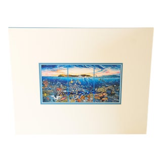 Late 20th Century Christian Riese Lassen Autographed Marine Life Triptych Matted Art Print - Signed For Sale