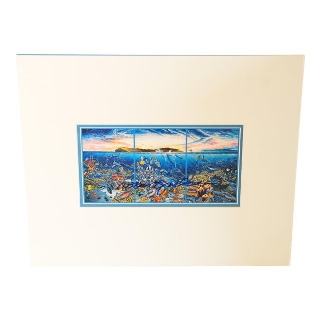 Late 20th Century Christian Riese Lassen Autographed Marine Life Triptych Matted Art Print - Signed For Sale